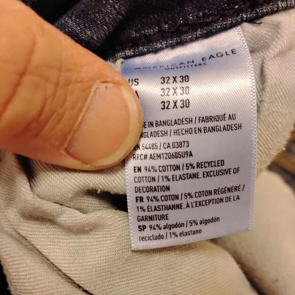 American Eagle jeans mens 32x30 blue denim stretch athletic fit tapered leg - Picture 8 of 11